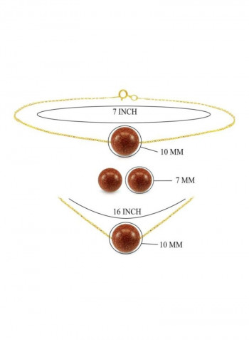 3-Piece 10 Karat Gold Sunstone Jewellery Studded Necklace