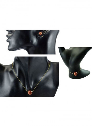 3-Piece 10 Karat Gold Sunstone Jewellery Studded Necklace