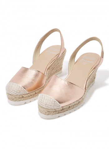 Frida Montada Metallic Sling Back Casual Sandals Rosegold