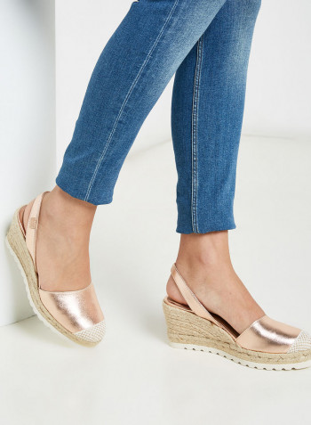 Frida Montada Metallic Sling Back Casual Sandals Rosegold