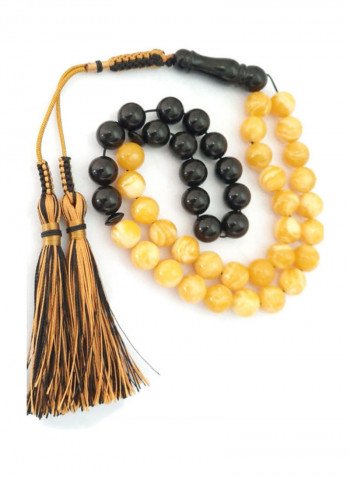 Natural Yellow and Black Amber Sand Prayer Beads