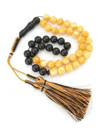 Natural Yellow and Black Amber Sand Prayer Beads