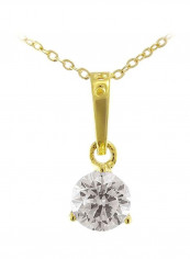 18 Karat Gold Solitaire Necklace With Cubic Zirconia