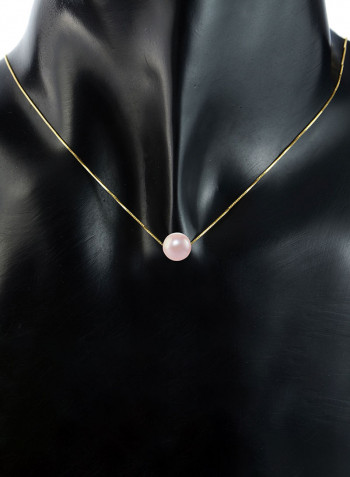 18 Karat Solid Gold With 8 mm Pearl Pendant Necklace