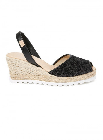 Frida Montada Glitter Sling Back Casual Sandals Black(N3Negre)
