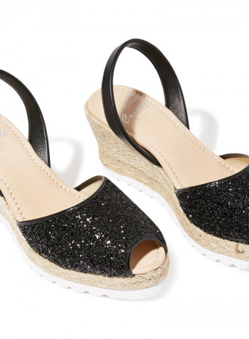 Frida Montada Glitter Sling Back Casual Sandals Black(N3Negre)