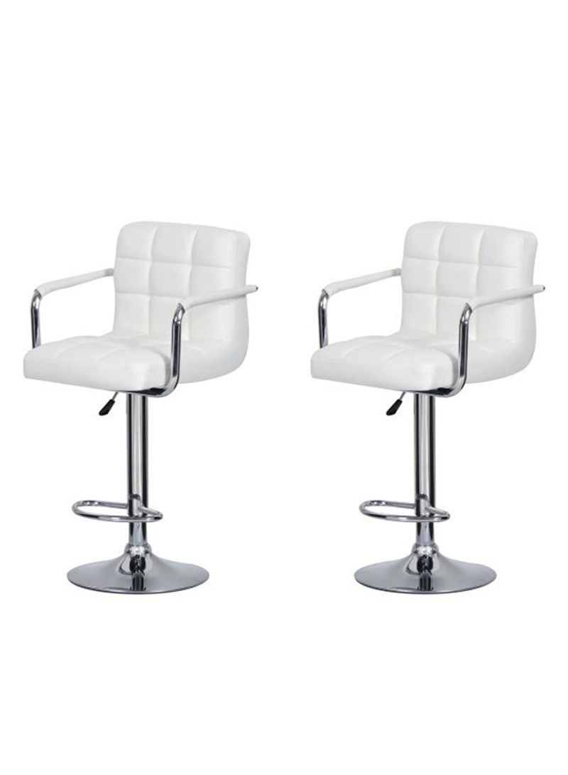 2-Piece Height Adjustable Chair Set White/Silver