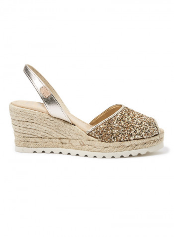 Frida Montada Glitter Sling Back Casual Sandals Gold(N7Platinum)