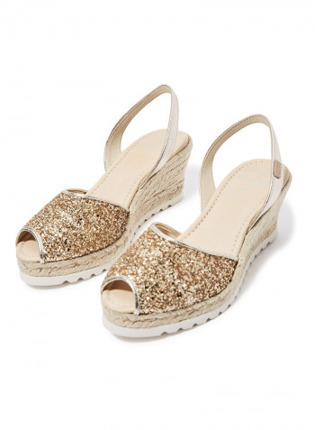 Frida Montada Glitter Sling Back Casual Sandals Gold(N7Platinum)