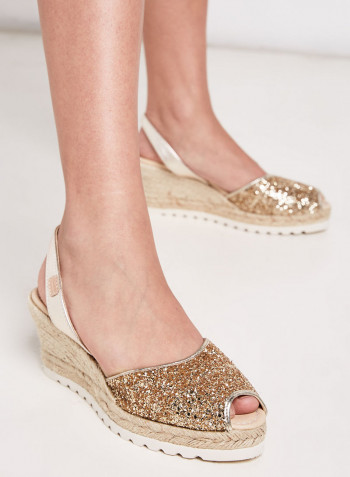 Frida Montada Glitter Sling Back Casual Sandals Gold(N7Platinum)