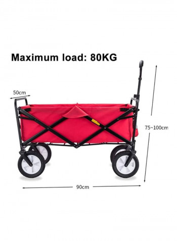 Multi-Purpose Foldable Outdoor Wagon Cart Red/Black/Yellow 85x48x26centimeter