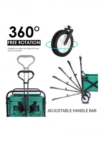 Foldable Heavy Duty Outdoor Cart Trolley Green/Black/White 90x50centimeter