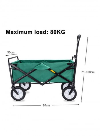Foldable Heavy Duty Outdoor Cart Trolley Green/Black/White 90x50centimeter