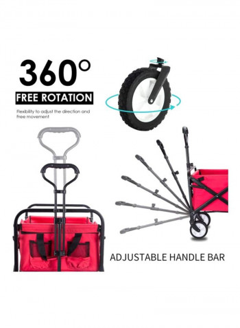 Foldable Heavy Duty Outdoor Cart Trolley Red/Black/White 90x50centimeter