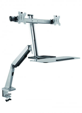 Dual Monitor Standing Desk Converter Monitor Silver/Black