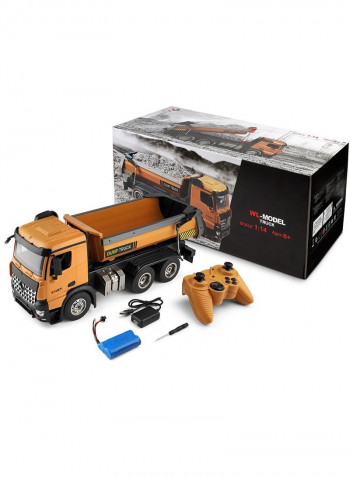 1/14 2.4G Dirt Dump Truck RC Construction Vehicle With LED Lights and Sound Simulation 42centimeter