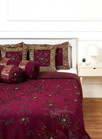 7-Piece Bedding Set Viscose Maroon King