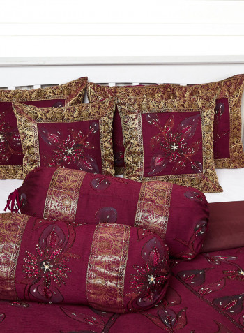 7-Piece Bedding Set Viscose Maroon King
