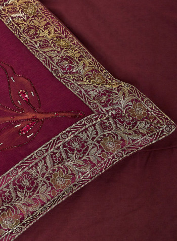 7-Piece Bedding Set Viscose Maroon King