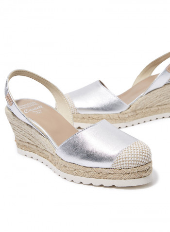 Frida Montada Metallic Sling Back Casual Sandals Silver(Plata)