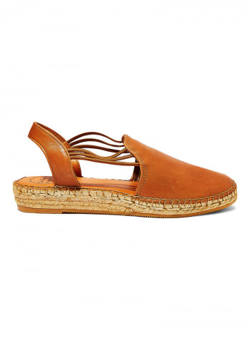 Noelia Leather Espadrille Sandals Brown