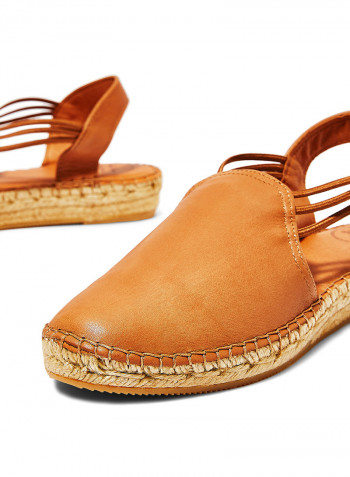 Noelia Leather Espadrille Sandals Brown