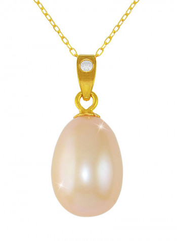18K Gold Pearl Pendant With 10K Gold Chain