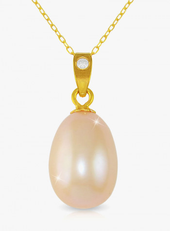 18K Gold Pearl Pendant With 10K Gold Chain