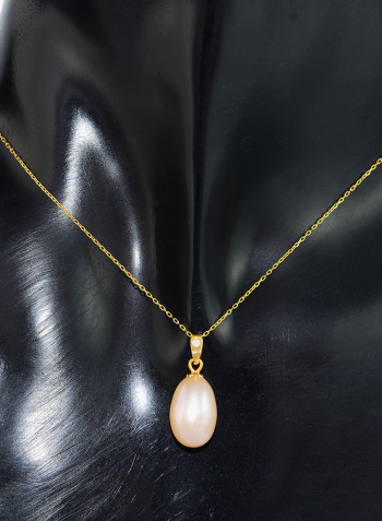 18K Gold Pearl Pendant With 10K Gold Chain