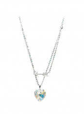 Silver Swarovski Studded The Heart Pendant Necklace