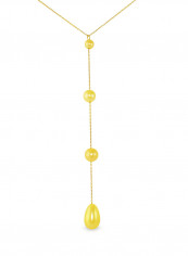 18 Karat Gold Gradual Built-in With Drop Pearl Lariat Necklace