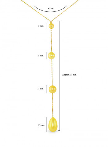 18 Karat Gold Gradual Built-in With Drop Pearl Lariat Necklace