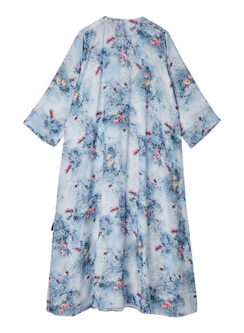Cotton Prented Kaftan Dress blue