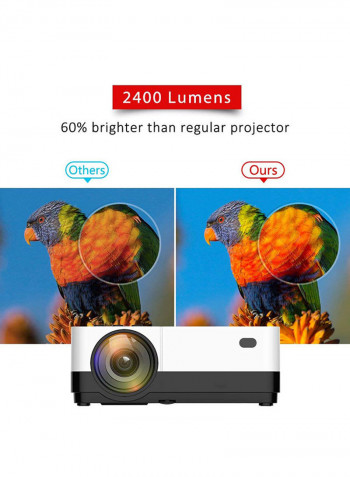Home Theatre Full HD LED 2500 Lumens Projector With Remote Control H2 Black/White