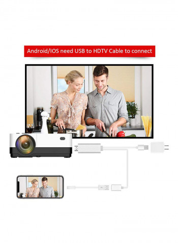 Home Theatre Full HD LED 2500 Lumens Projector With Remote Control H2 Black/White