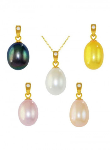 18 Karat Gold Pearl Pendants And Necklace Set