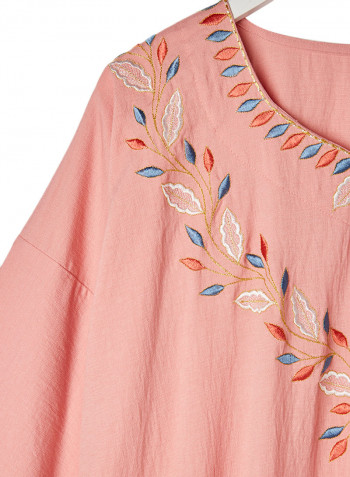 Soft Linen Kaftan Dress pink
