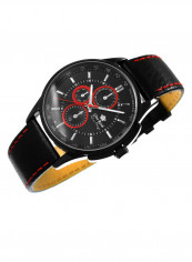Men's Rowder Round Shape Leather Analog Watch 3161A-1A3