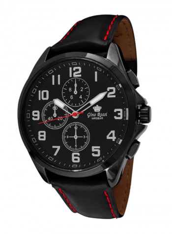 Men's Santorini Round Shape Leather Analog Watch 9097A-1A3