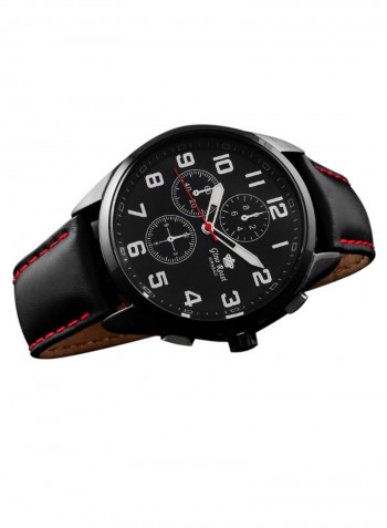 Men's Santorini Round Shape Leather Analog Watch 9097A-1A3