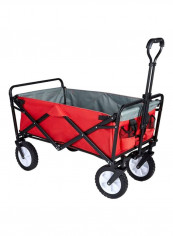 Foldable Heavy Duty Outdoor Utility Transport Cart Red/Grey 90x50x38cm