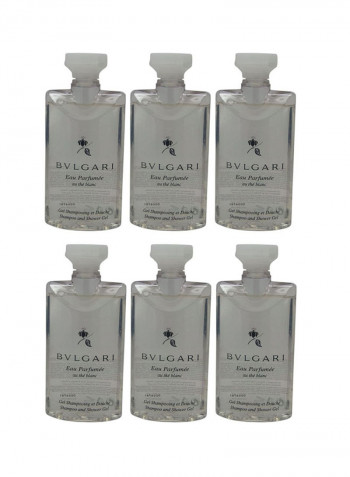Au The Blanc (White Tea) Shampoo And Shower Gel 25Oz Set Of 6 Clear 200x6ml