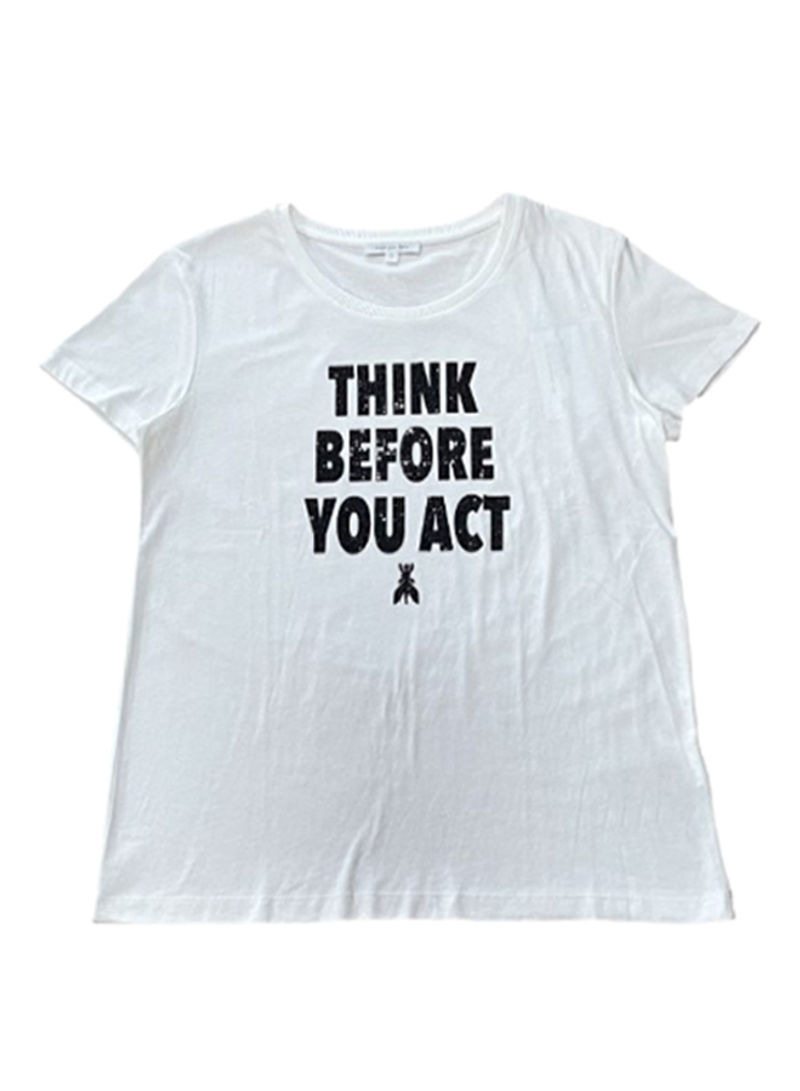 Slogan Printed Casual T-Shirt White/Black