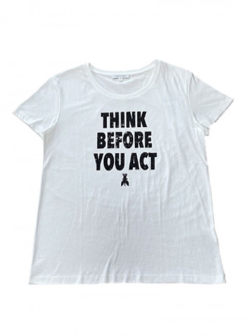 Slogan Printed Casual T-Shirt White/Black