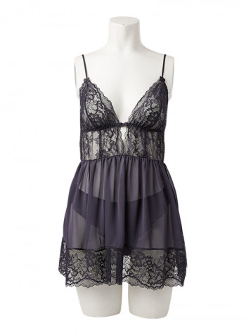 Lace Detail Lingerie Set Grey