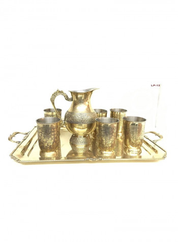 8-Piece Brass Lemon/Beverage Set  Gold 1000mililiter