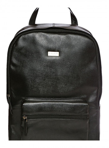 Leather Zipper Backpack Black