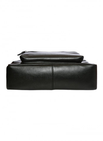 Leather Zipper Backpack Black