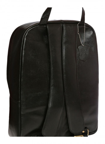 Leather Zipper Backpack Black