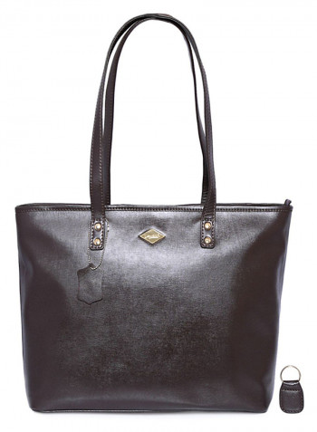 Leather Stitched Detail Tote Bag Brown